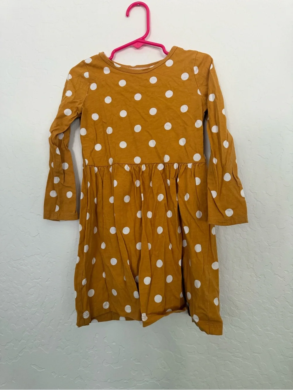 Carter's Mustard Yellow Polka Dot Long Sleeve Dress